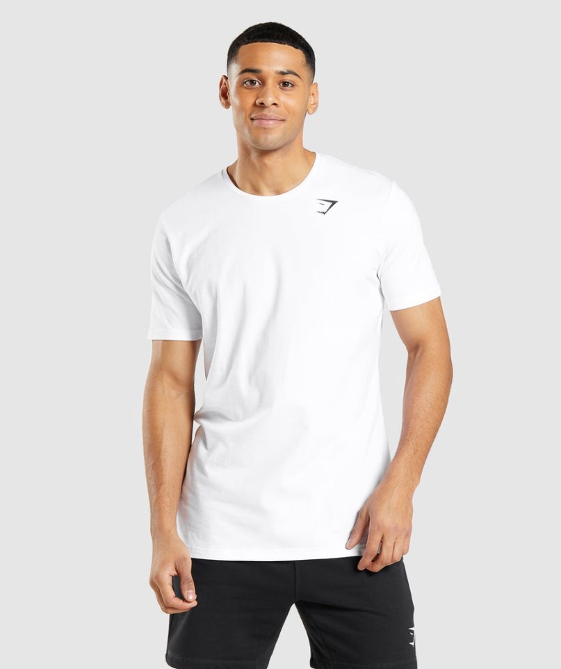 Men\'s Gymshark Essential T-Shirts White | NZ 0SRZND